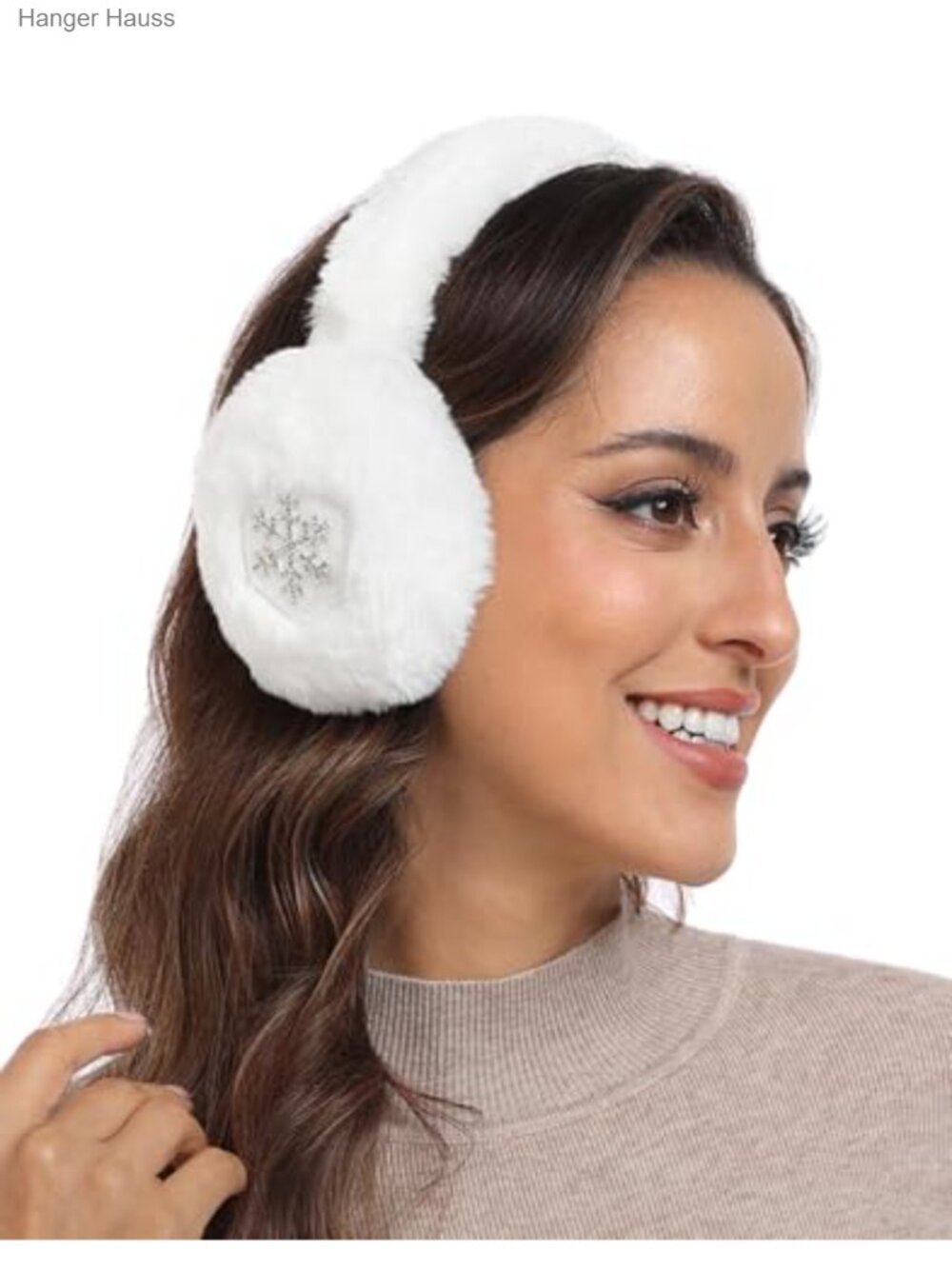 Faux Fur Rhinestone Charm Foldable Winter Earmuffs Cozy Snow Warmers